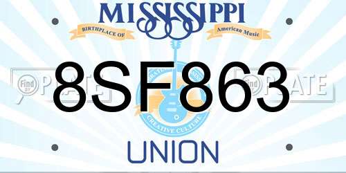 8SF863 Mississippi License Plate
