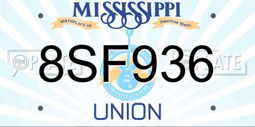 8SF936 Mississippi License Plate