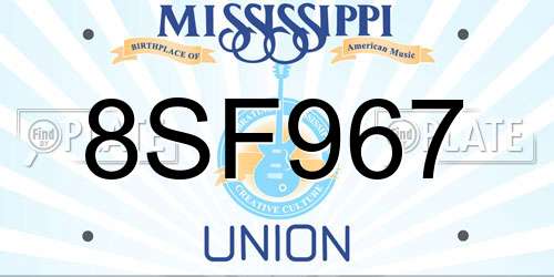 8SF967 Mississippi License Plate