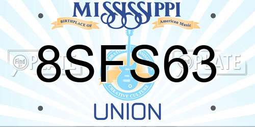 8SFS63 Mississippi License Plate