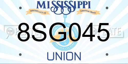 8SG045 Mississippi License Plate