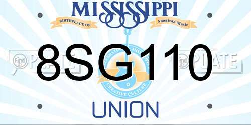 8SG110 Mississippi License Plate