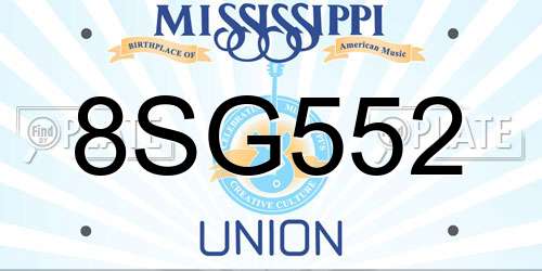 8SG552 Mississippi License Plate