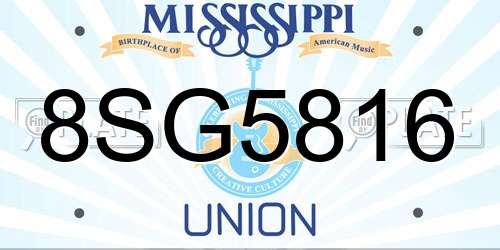 8SG5816 Mississippi License Plate
