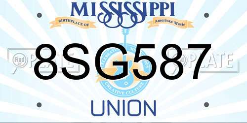 8SG587 Mississippi License Plate