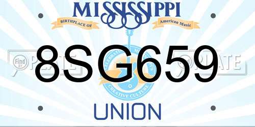 8SG659 Mississippi License Plate