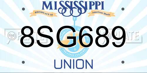 8SG689 Mississippi License Plate