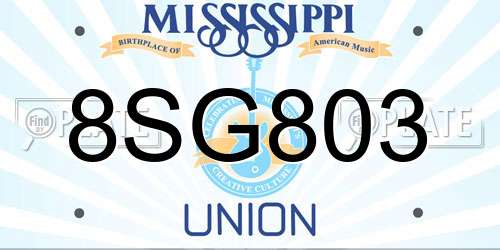 8SG803 Mississippi License Plate
