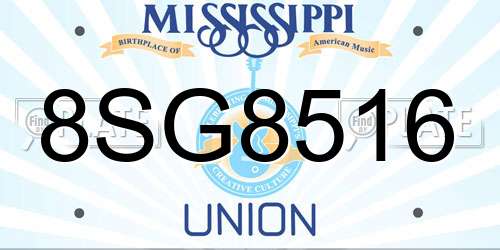 8SG8516 Mississippi License Plate