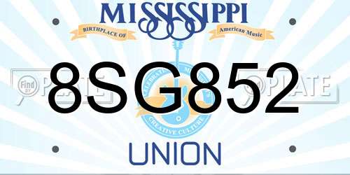 8SG852 Mississippi License Plate