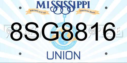 8SG8816 Mississippi License Plate