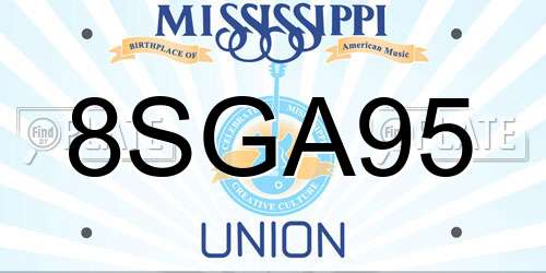 8SGA95 Mississippi License Plate