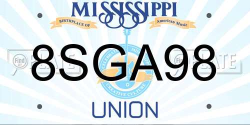 8SGA98 Mississippi License Plate