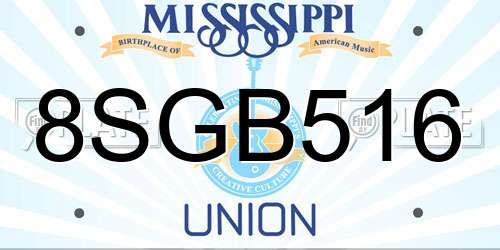 8SGB516 Mississippi License Plate