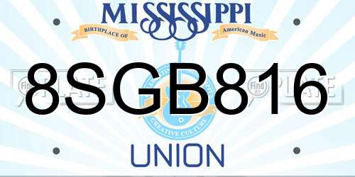 8SGB816 Mississippi License Plate