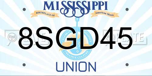 8SGD45 Mississippi License Plate