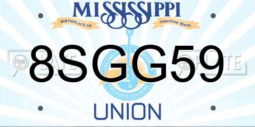 8SGG59 Mississippi License Plate
