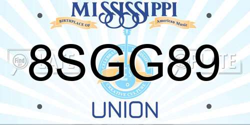 8SGG89 Mississippi License Plate
