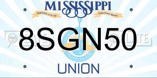 8SGN50 Mississippi License Plate