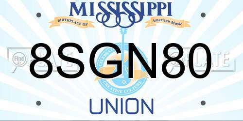 8SGN80 Mississippi License Plate