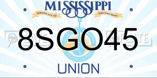 8SGO45 Mississippi License Plate