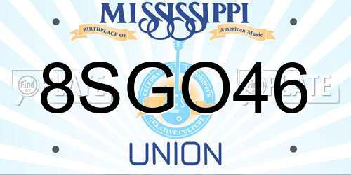 8SGO46 Mississippi License Plate