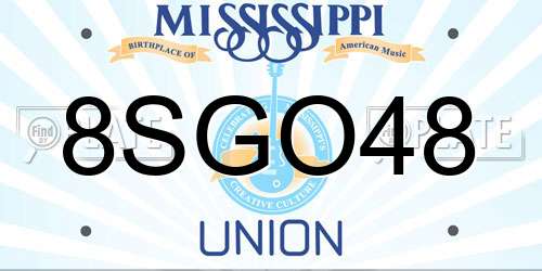 8SGO48 Mississippi License Plate