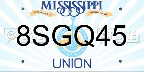 8SGQ45 Mississippi License Plate
