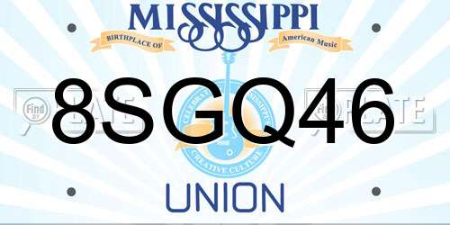8SGQ46 Mississippi License Plate