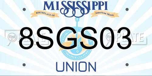 8SGS03 Mississippi License Plate