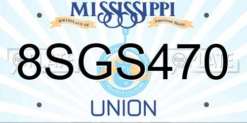 8SGS470 Mississippi License Plate