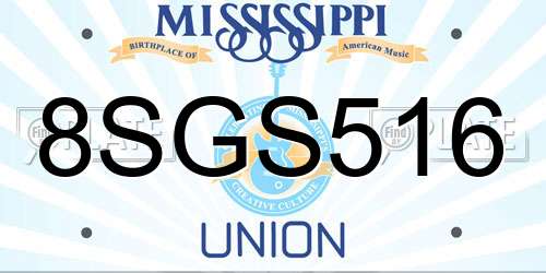 8SGS516 Mississippi License Plate