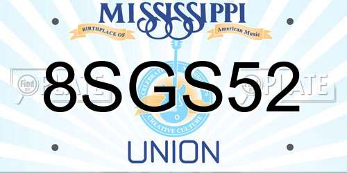 8SGS52 Mississippi License Plate