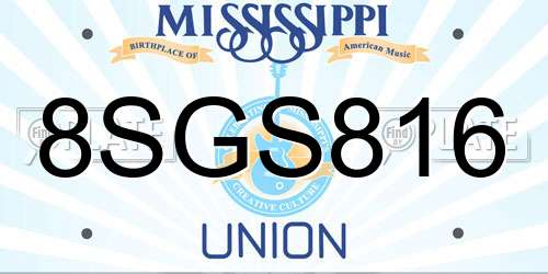 8SGS816 Mississippi License Plate