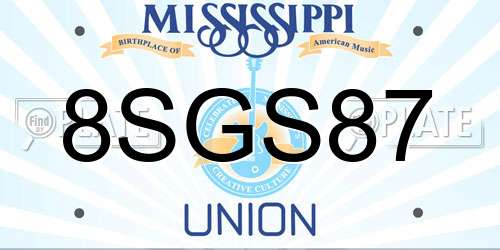 8SGS87 Mississippi License Plate