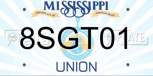 8SGT01 Mississippi License Plate