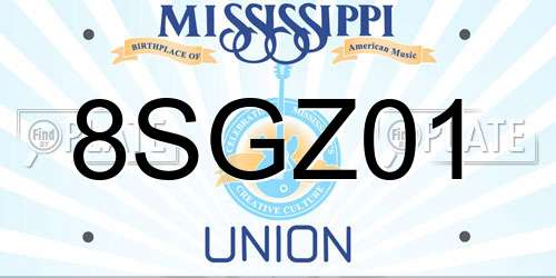 8SGZ01 Mississippi License Plate