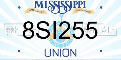 8SI255 Mississippi License Plate