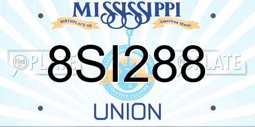 8SI288 Mississippi License Plate