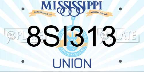 8SI313 Mississippi License Plate