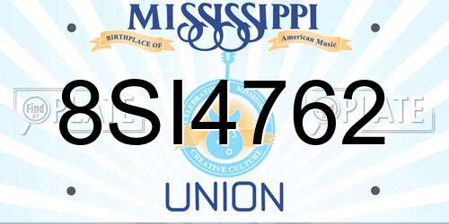 8SI4762 Mississippi License Plate