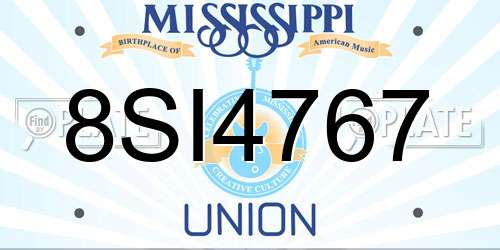 8SI4767 Mississippi License Plate