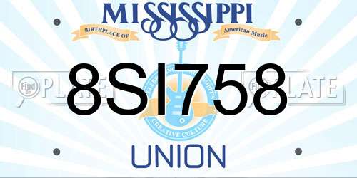 8SI758 Mississippi License Plate