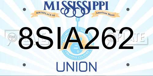 8SIA262 Mississippi License Plate