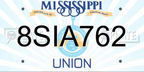 8SIA762 Mississippi License Plate