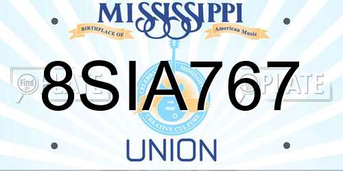 8SIA767 Mississippi License Plate
