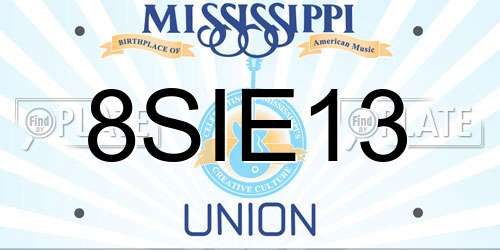 8SIE13 Mississippi License Plate