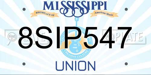 8SIP547 Mississippi License Plate