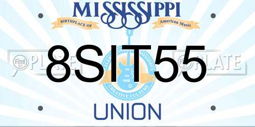 8SIT55 Mississippi License Plate