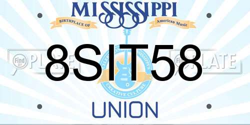 8SIT58 Mississippi License Plate